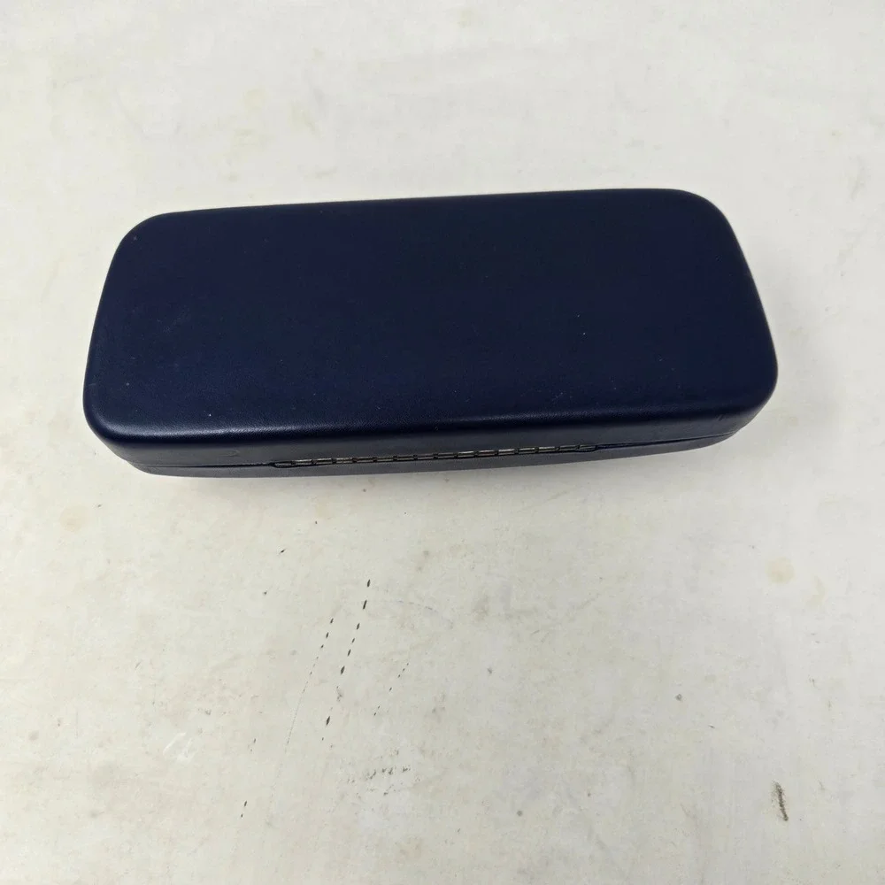Lacoste Navy Blue Hard Shell Eyeglass Case With Logo And Quote PRC-JS-01